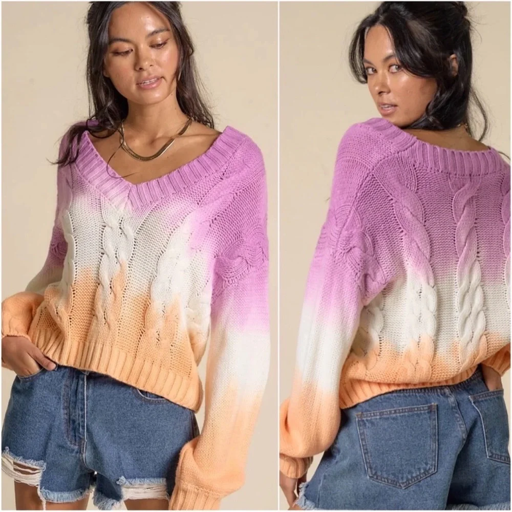 🧡New Lavender Orange Sherbet Lightweight Casual Gorgeous Sweater🧡